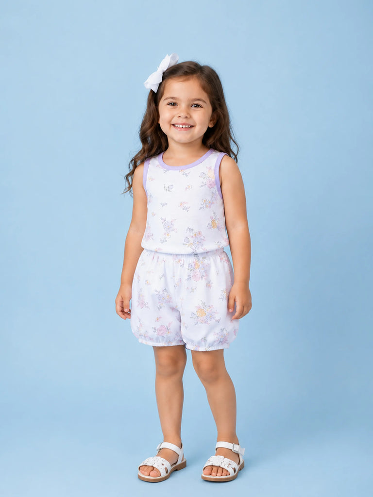 BambooTEC™ Unisex Bamboo Fabric Floral Print Vest & Shorts Set