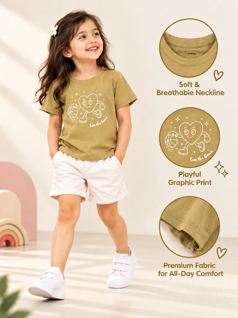 BambooTEC™ Bamboo Girls Mustard Top – Love the Game Print