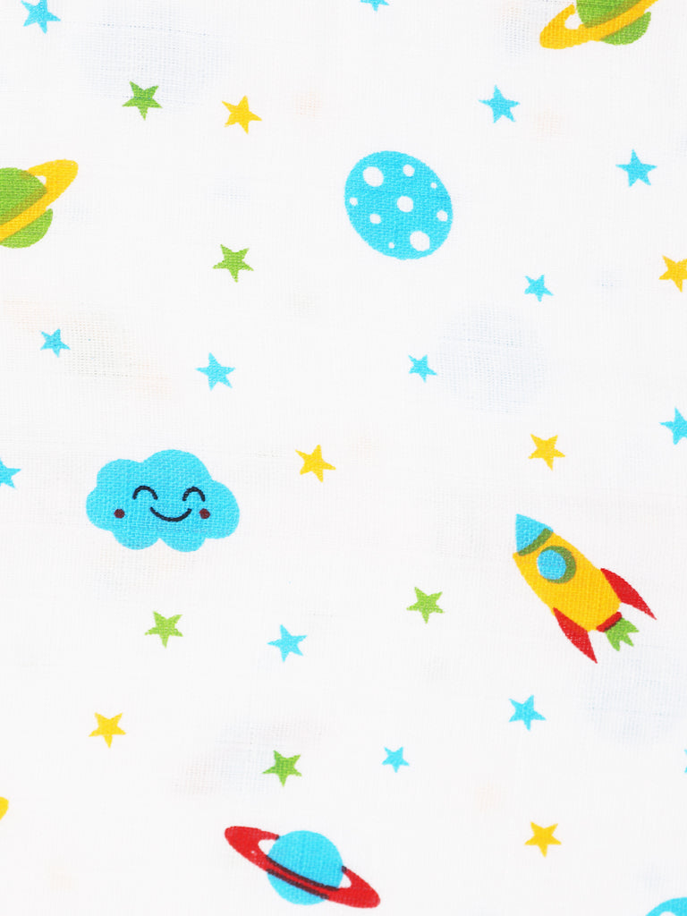 Kidbea Extra Soft Muslin Cotton Jhabla Cloth for Baby | Space, Rainbows and Mickey Print | Print May Vary