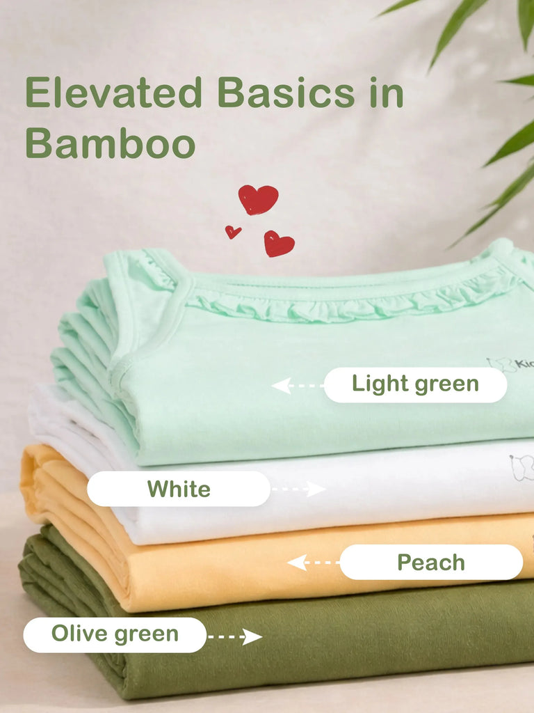 Bamboo Camisole for Kids Pack of 4  (Peach & Olive Green & White & Mint Green) – Soft, Breathable & innerwear