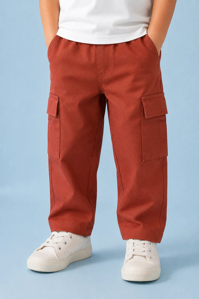 Unisex Brown Cotton Kids Cargo Shorts – Comfortable Everyday Bottomwear