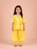 Girls Yellow Ethnic Kurta & Dhoti Set – Embroidered Festive Wear