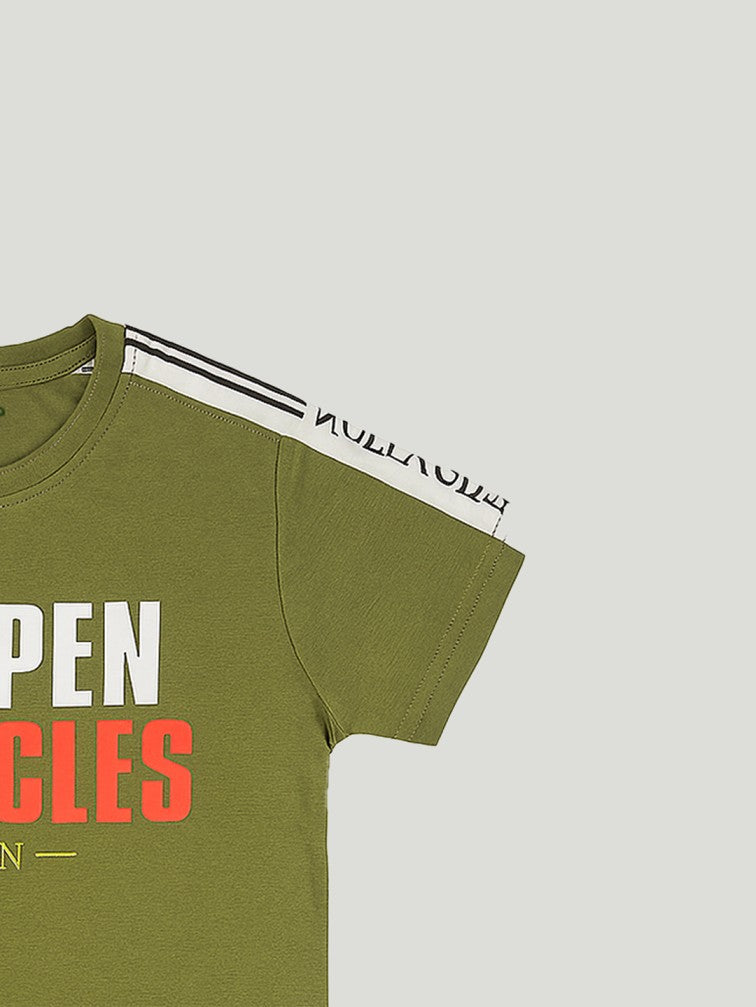 Kidbea Boys Cotton T-Shirt and Shorts Set | Summer Co-Ord Outfit for Kids | Olive Green