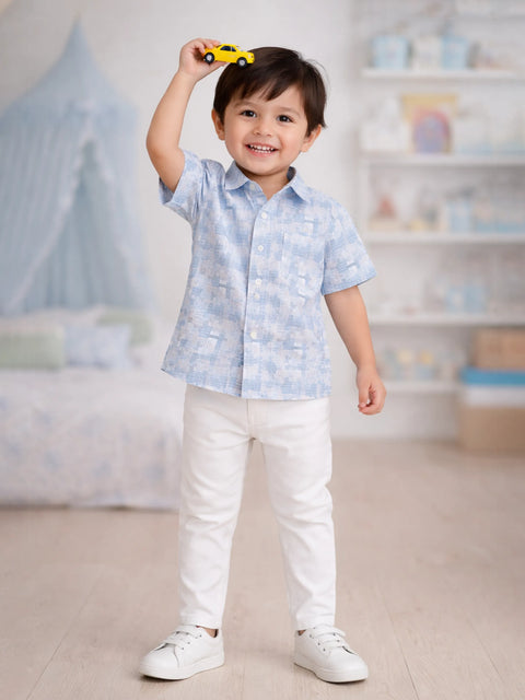 Baby Boy Printed Half Sleeve Shirt | 100% Organic Cotton