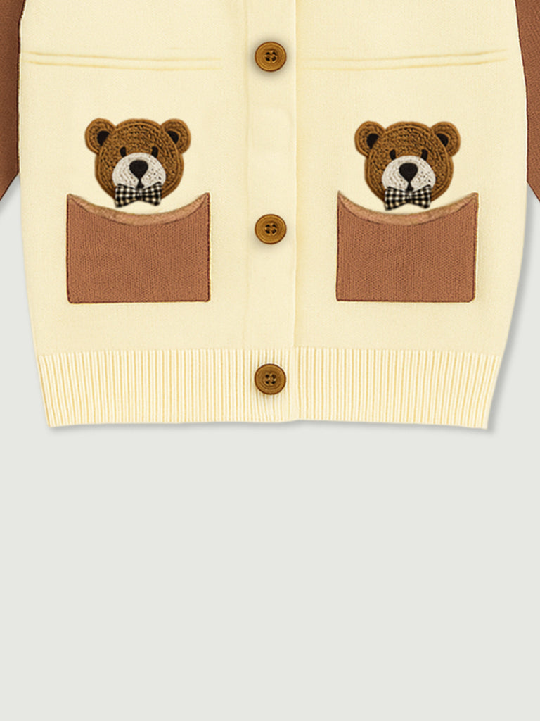 Baby Winter Knitted Cardigan | Organic Cotton Bear Sweater