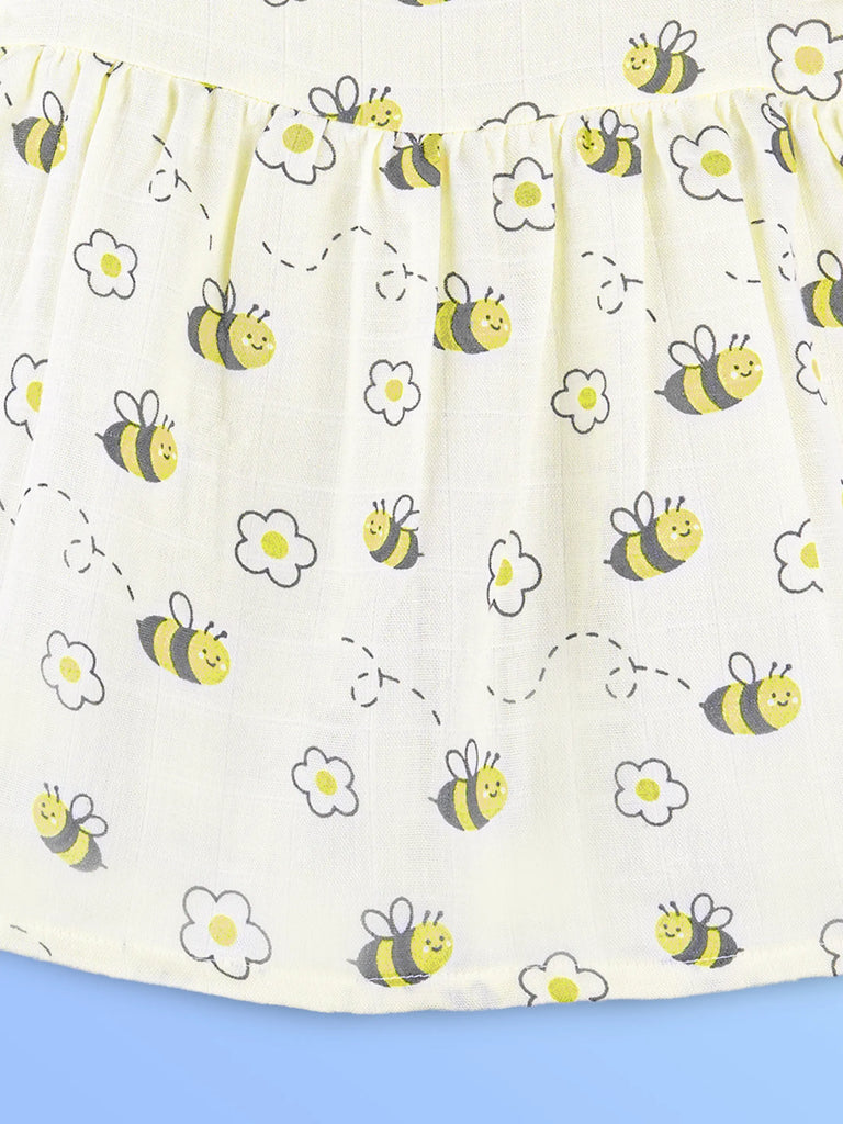 BambooTEC™ Bamboo Muslin Girls Frock – Cute Flower & Bee Print | Pack of 2