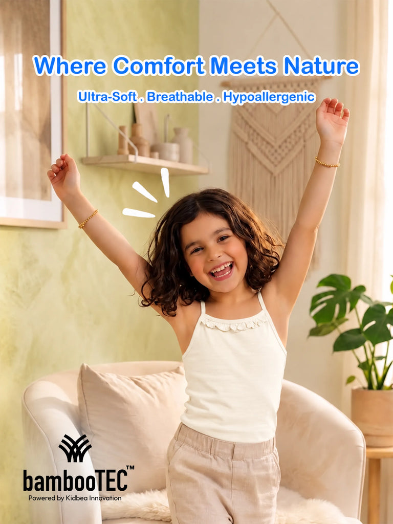 BambooTEC™ Girls Camisole Pack of 2 – Cream Ruffle Strap Tops