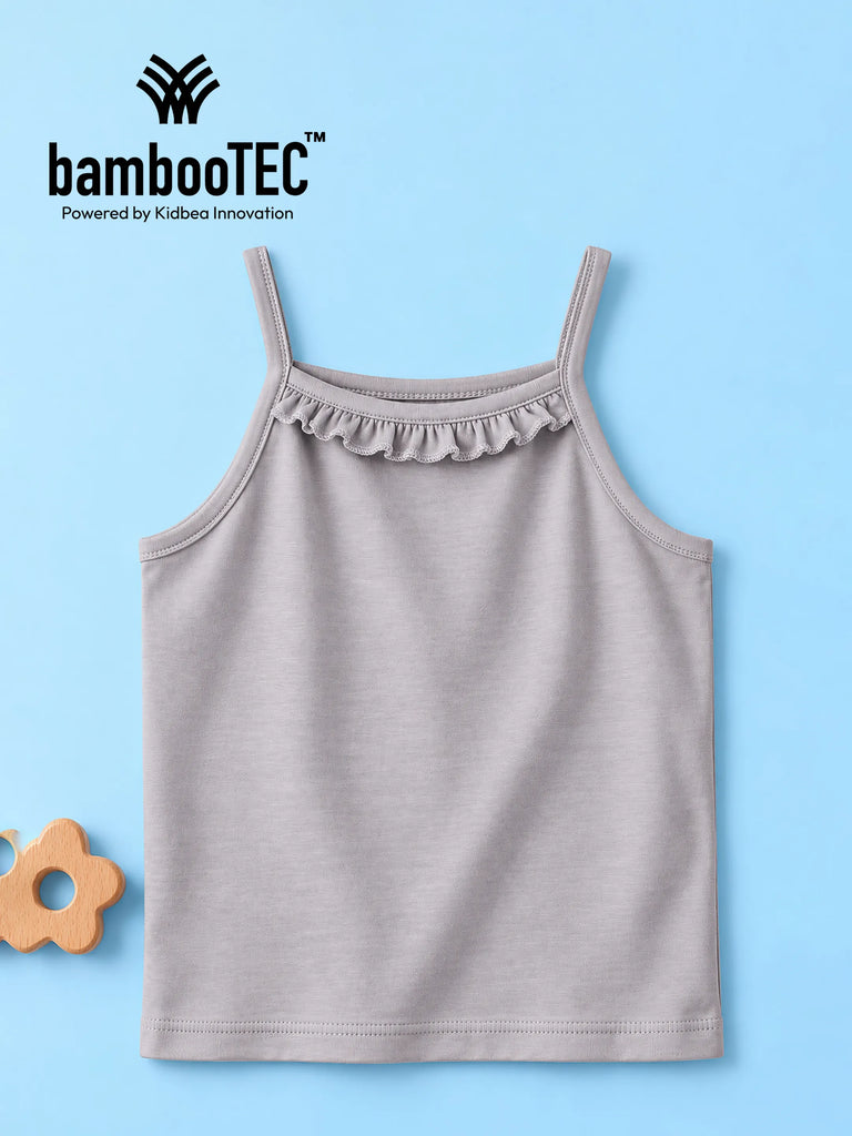 BambooTEC™ Bamboo Girls Camisole – Grey Sleeveless Ruffle Camisole