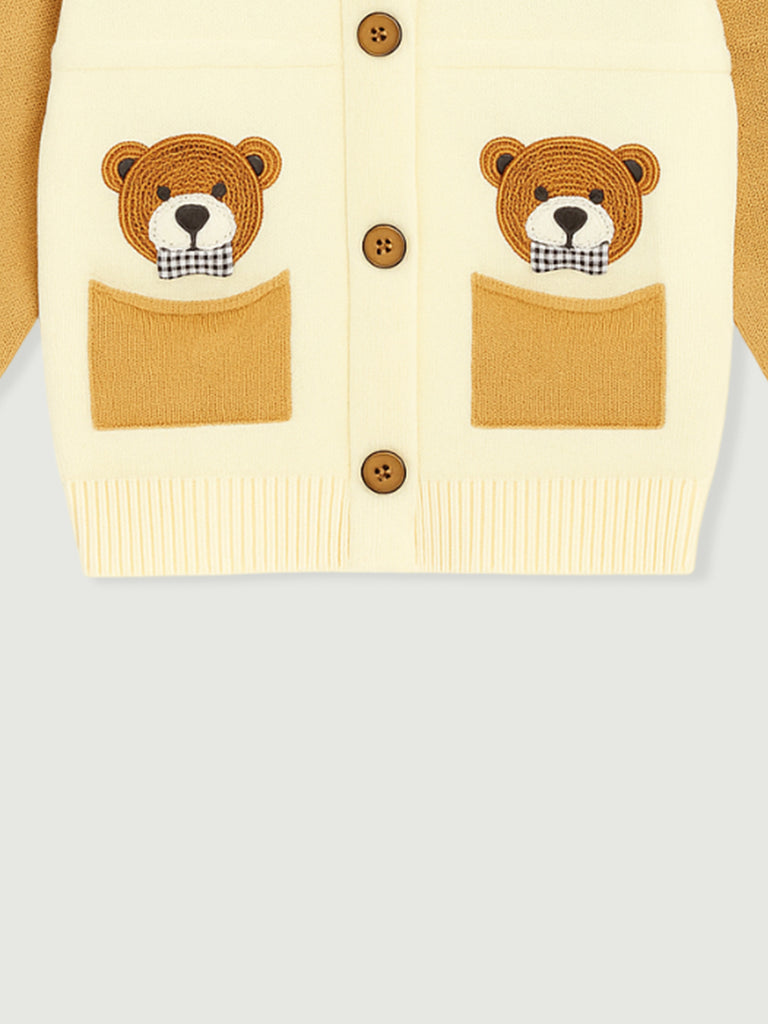 Baby Winter Knitted Cardigan | Organic Cotton Bear Sweater