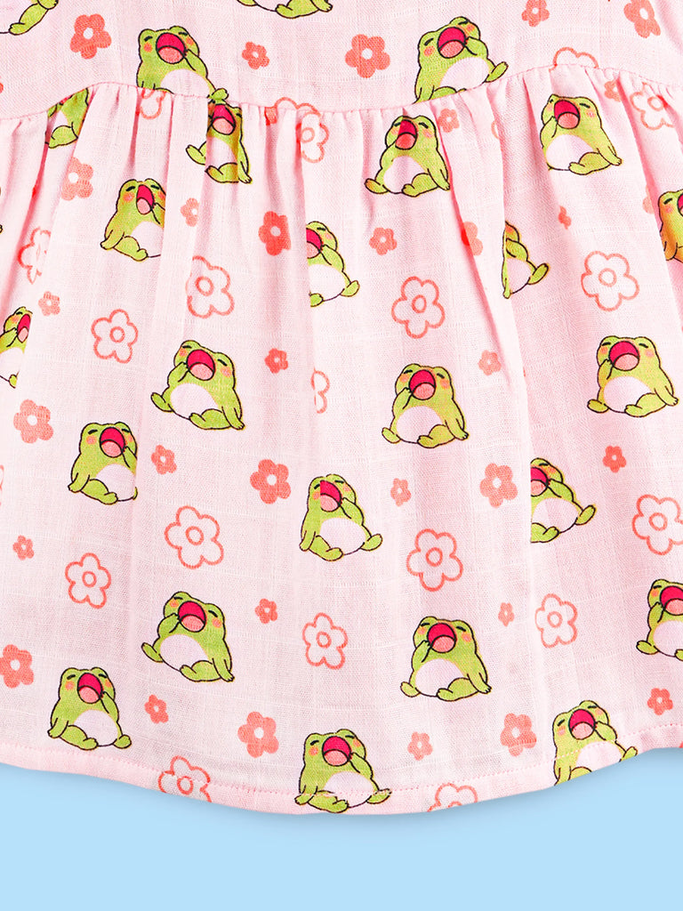 BambooTEC™ Bamboo Muslin Girls Frock – Floral & Frog Print | Pack of 2