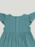 Light Organic Cotton Charming Teal Frock | Elegant & Comfortable