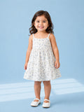 Girls Cotton White Floral Print Frock