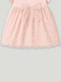 Kidbea Baby Girl Party Dress with Duck Bag | Stylish Frock with Golden Star Print, Puff Sleeves | Birthday Dress for Toddlers & Infants Pink