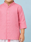 Boys Pink Kurta & White Dhoti Set – Traditional Festive Ethnic Wear