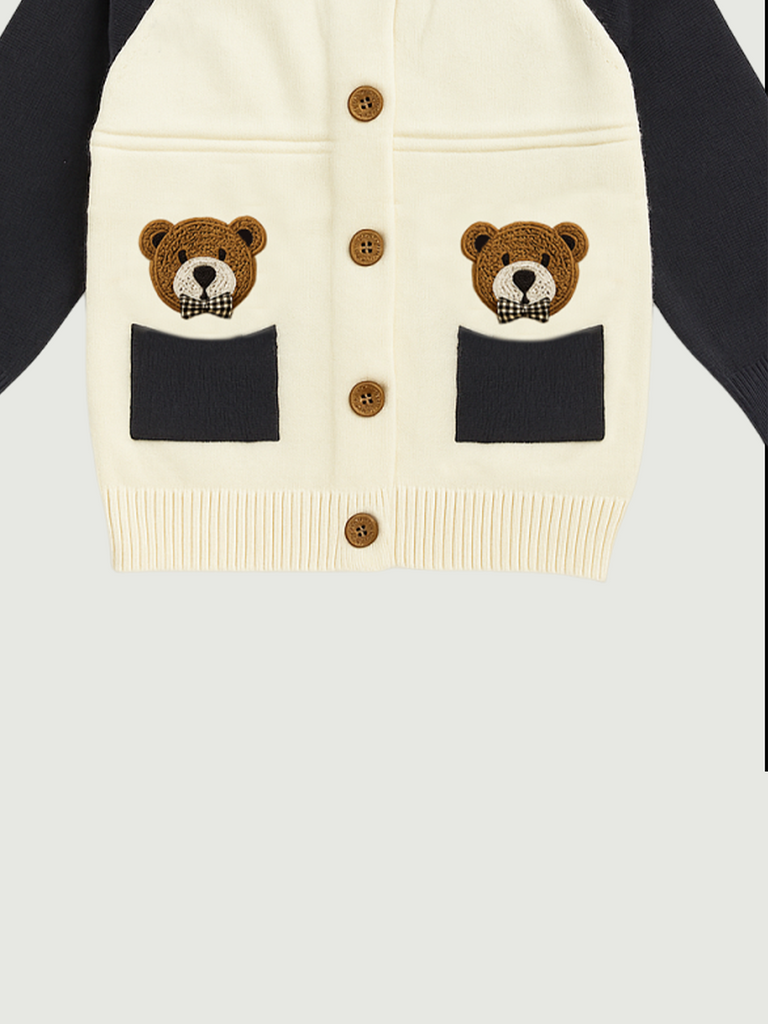 Baby Winter Knitted Cardigan | Organic Cotton Bear Sweater
