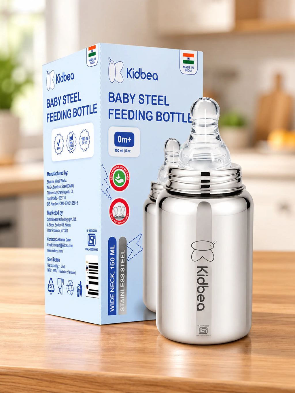 Stainless Steel Feeding Bottle 150ml