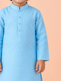 Boys Sky Blue Kurta & White Pajama Set – Traditional Festive Ethnic Wear