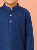 Boys Navy Blue Kurta & White Pajama Set – Traditional Festive Ethnic Wear