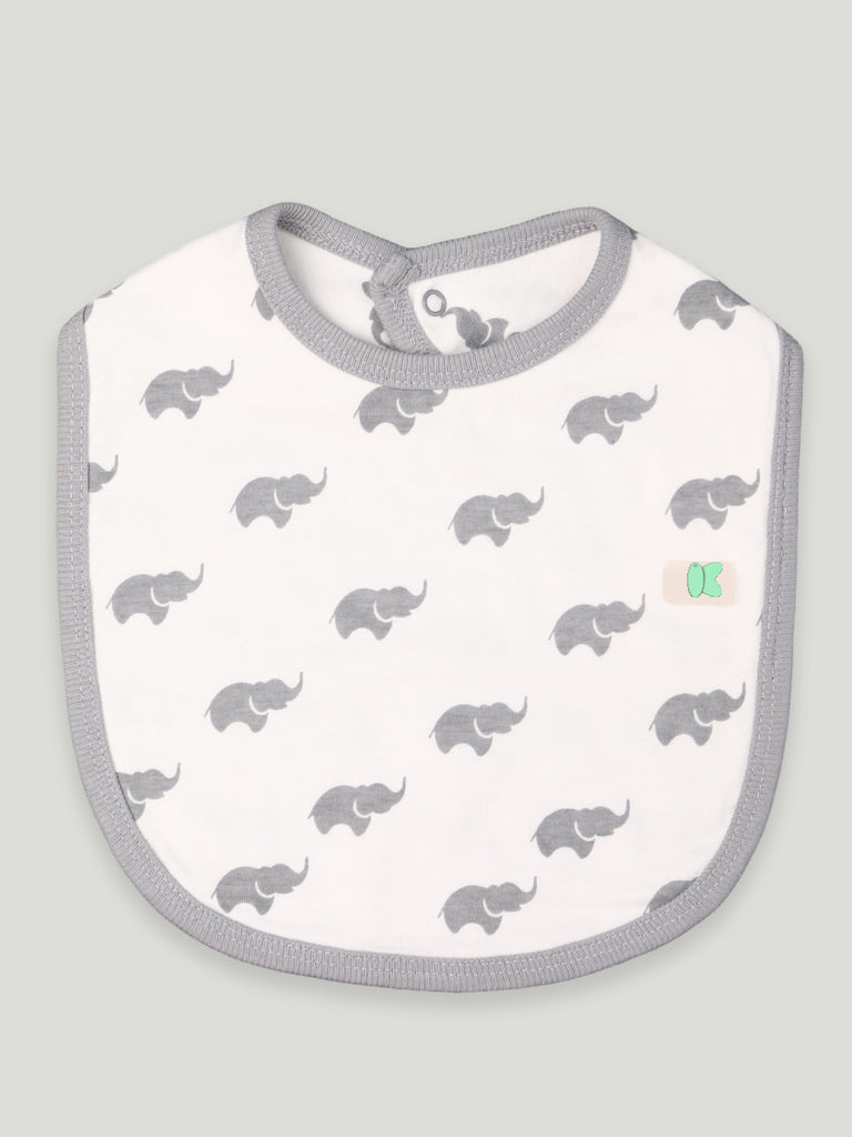 Kidbea 100% Organic cotton Kids' Bibs Pack of 2, Pizza & Elephant Print