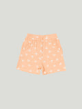 Kidbea Girls Heart Print Clothing Set | Soft Sleeveless Top with Ruffle Sleeves and Elastic Waist Shorts | Peach