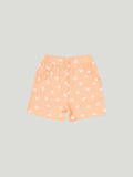 Girls Heart Print Clothing Set | Soft Sleeveless Top with Ruffle Sleeves and Elastic Waist Shorts | Peach