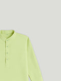 Kidbea Boys Kurta Pajama with Asymmetric Embroidered Jacket | Ethnic Wear Set for Weddings & Festivals | Green