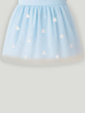 Kidbea Baby Girl Party/Birthday Dress | Sleeveless Stylish Frock with White Heart Embroidery & Tulle Layer | Ideal for Toddlers & Infants Blue