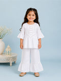 Girls White Kurta & Sharara Set – Embroidered Festive Ethnic Wear