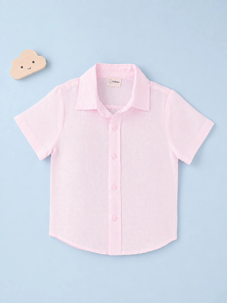 Boys Linen Cotton Pastel Pink Shirt