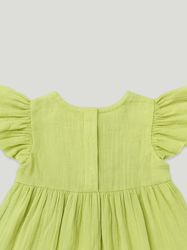 Light Linen Charming Light Green Frock | Elegant & Comfortable