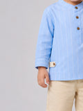 Light Organic Cotton Sky Blue Shirt & Beige Shorts Co-ord Set