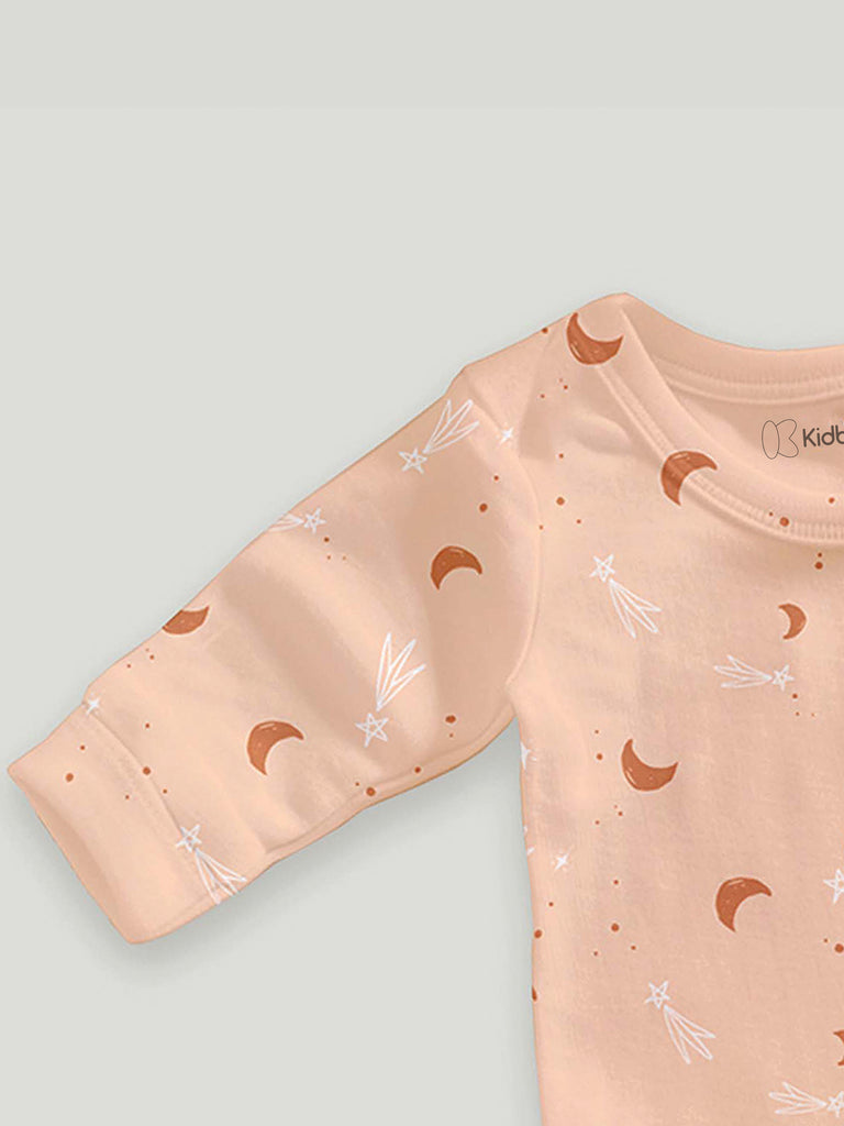 Premium Unisex 100% Bamboo Ultra-Soft fabric Pack of 3 Onesies with Beautiful Prints  - Grey, Orange & Off White