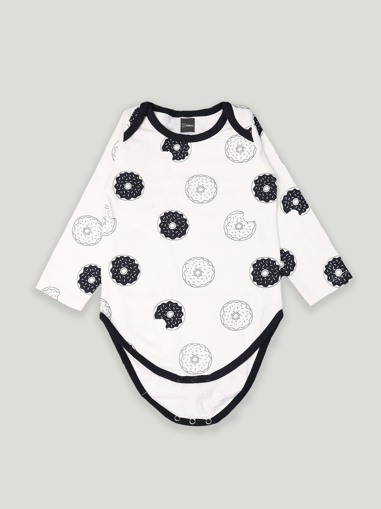 Kidbea 100% Organic cotton baby Pack of 4 onesies Unisex | Heart, Flower, Donut & Cup