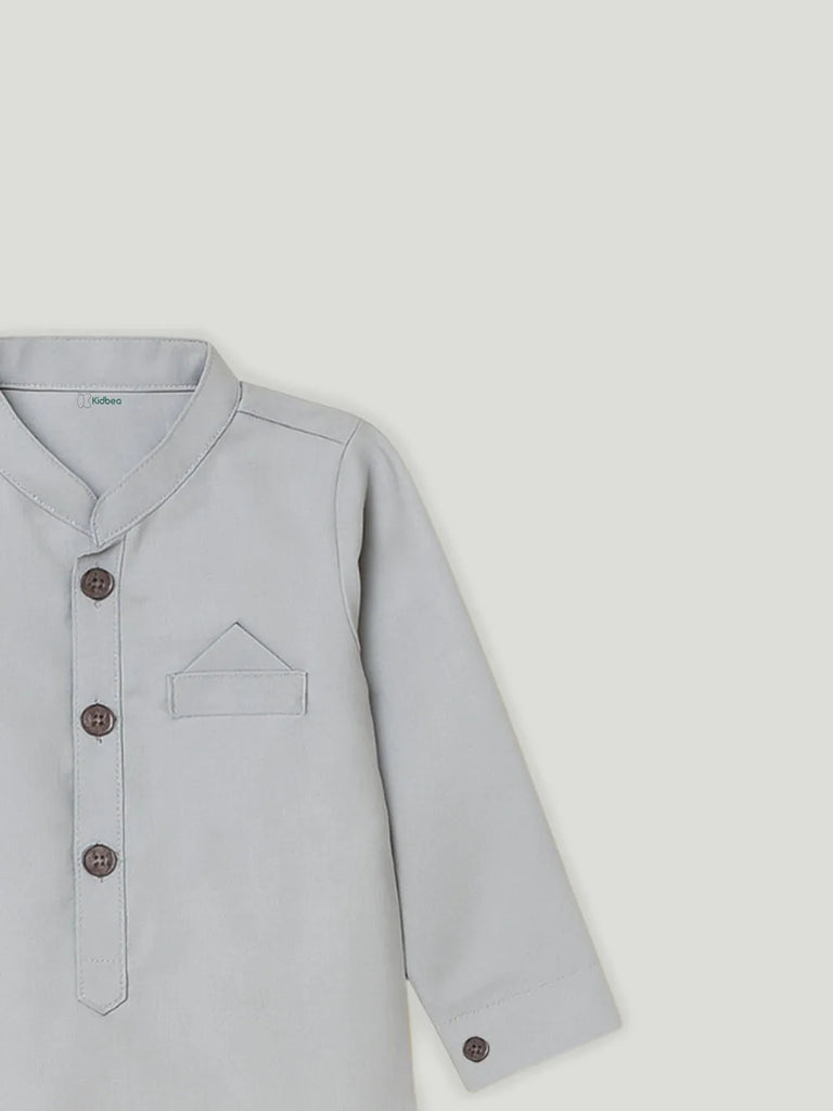 Boys Kurta Pajama with Designer Nehru Jacket | Ethnic Wear Set for Festivals & Weddings | Grey
