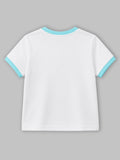 Girls White Organic Cotton Round Neck Fish Print T-Shirt