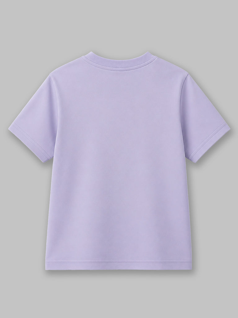 Light Organic Cotton Lavender Round Neck Graphic Print Half Sleeve T-Shirt | Unisex