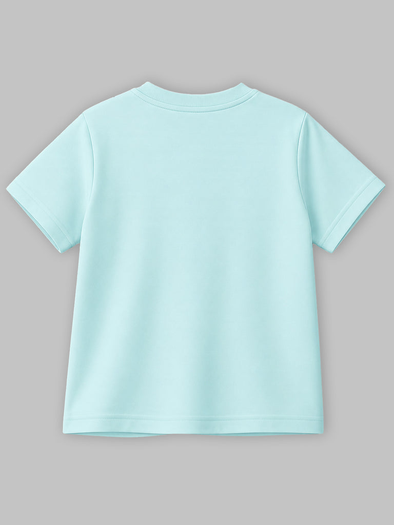 Girls Light Organic Cotton Aqua Blue Mermaid Print T-Shirt