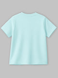 Girls Light Organic Cotton Aqua Blue Mermaid Print T-Shirt