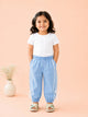 Girls Denim Jogger Pants with Side Stripe - Light Blue