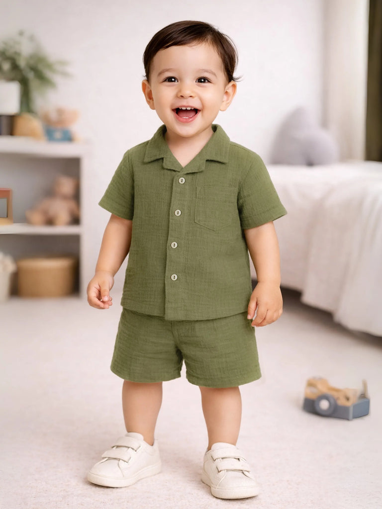 Light Organic Cotton Co-Ord Set Pack of 3 | Stylish & Comfortable Wear for Kids (Green, Rust & Grey)
