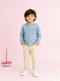 Boys Lightweight Denim Hooded Shirt Jacket - Light Blue