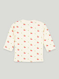 Organic Cotton Unisex Baby Co-ord Set – Soft Breathable Cream Cherry Print Full Sleeve T-shirt & Pyjama for Infants