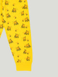 Unisex Cotton Nightwear Set for Kids | Cute Bee Print & Full Sleeves Top | Yellow