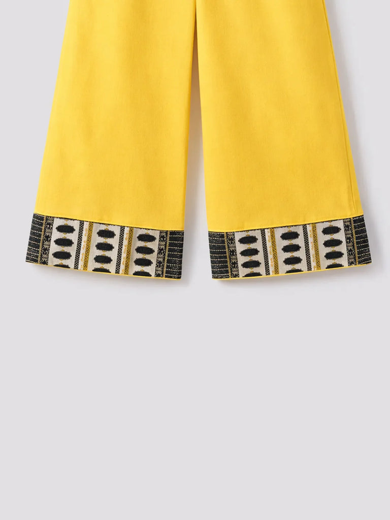 Girls Yellow Kurta Pant Set | Kids Festive Ethnic Outfit