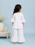 Girls White Kurta & Sharara Set – Embroidered Festive Ethnic Wear