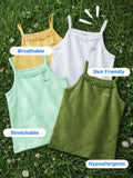 Bamboo Camisole for Kids Pack of 4  (Peach & Olive Green & White & Mint Green) – Soft, Breathable & innerwear