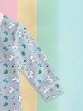 100% Organic Bamboo Co-Ord Set Combo – Pack of 2 | Soft, Breathable & Stylish Nightwear for Kids (Blue & Off-White Print)