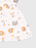 Kidbea Extra Soft Muslin Cotton Fabric Baby Girls Frock | Pack of 4 | Tiger, Mickey, Rainbow and Cute Chick Print | Print May Vary