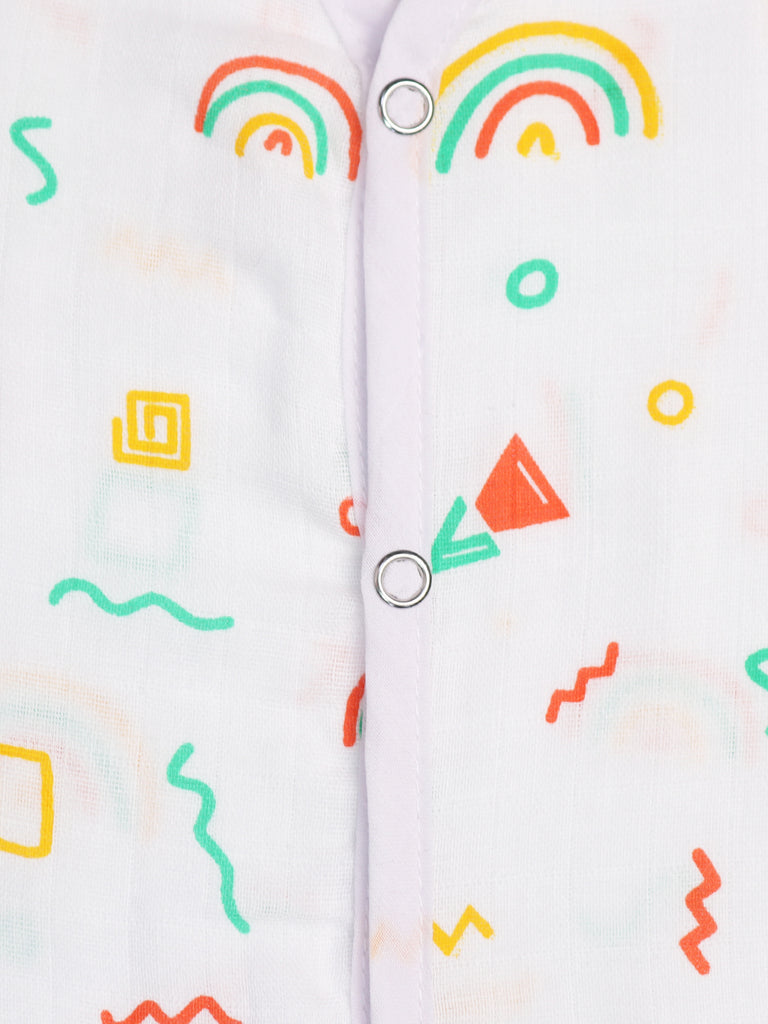 Kidbea Extra Soft Muslin Cotton Jhabla Cloth for Baby | Space, Sun, Rainbows and Star Print | Print May Vary