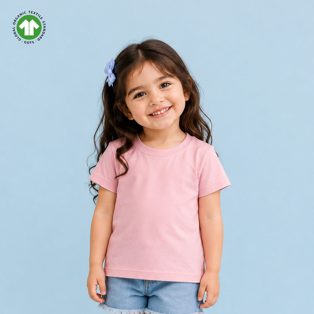 Organic Cotton Pink Round Neck Solid Oversized Half Sleeve T-Shirt | Unisex